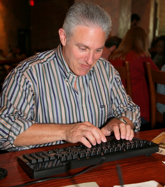 Scott Kauffman typing on Das Keyboard