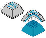 Cutaway of injection molded keyboard key