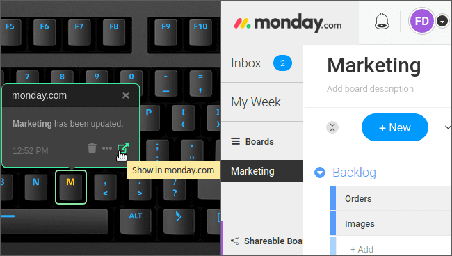 monday.com lights up Das Keyboard Q with project activity
