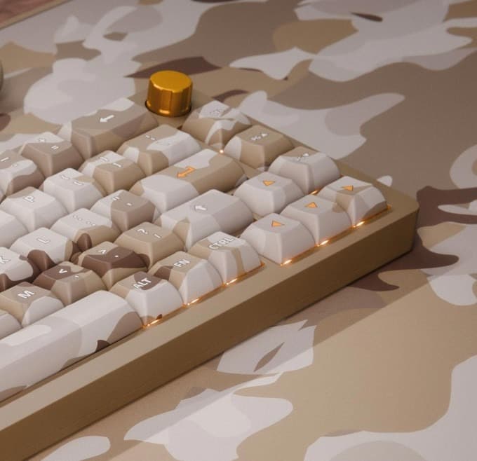 DeltaForce Desert Camo close-up with desk mat