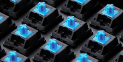 Cherry Blue switches in a keyboard