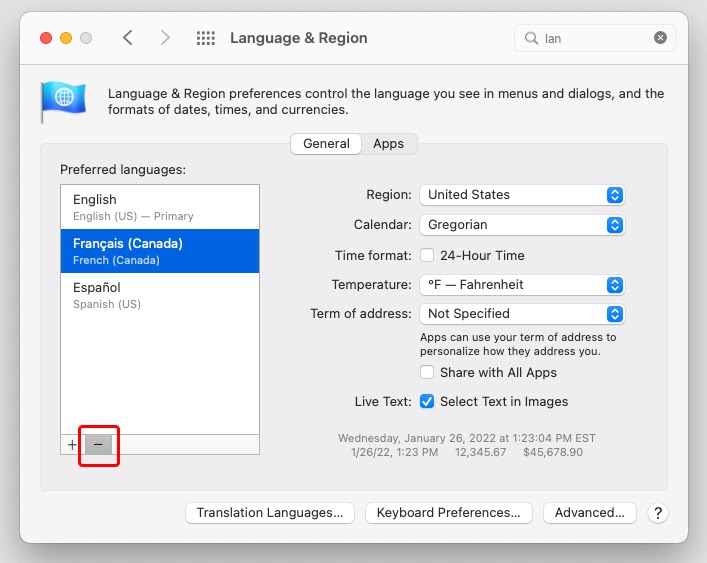Primary keyboard language on Mac