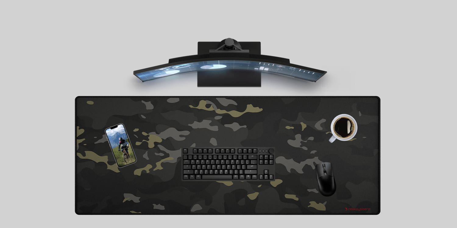 Commando Kamo Desk Mat with a computer