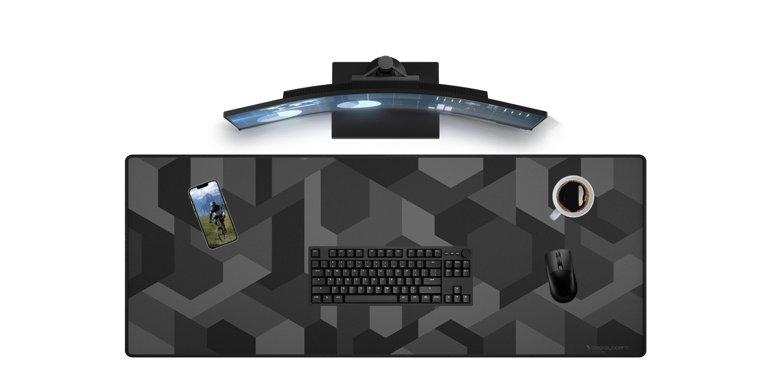 Basecamp Kamo Gaming desk mat with a computer